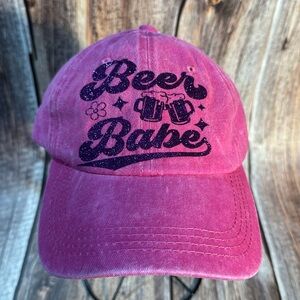 NEW Pink Ponytail Hat with Beer Babe Vinyl Item #PHK3323